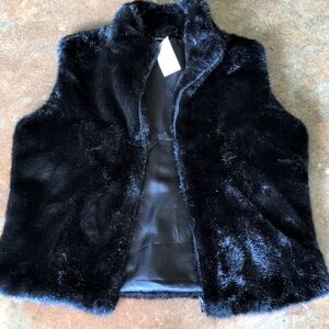 Black Faux Fur Vest New With Tags.
